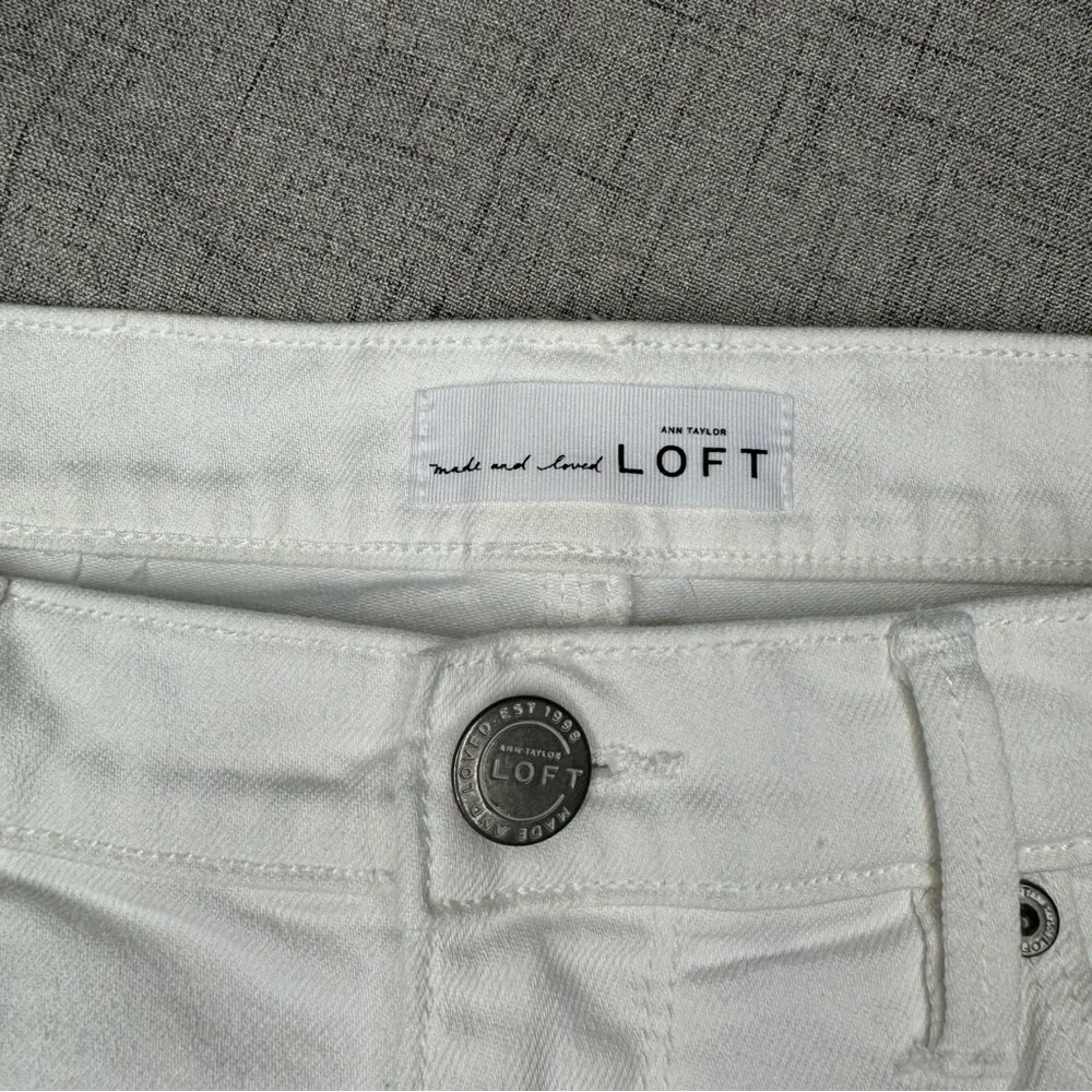 Loft White Denim Roll Cuff Jean Shorts Size 2